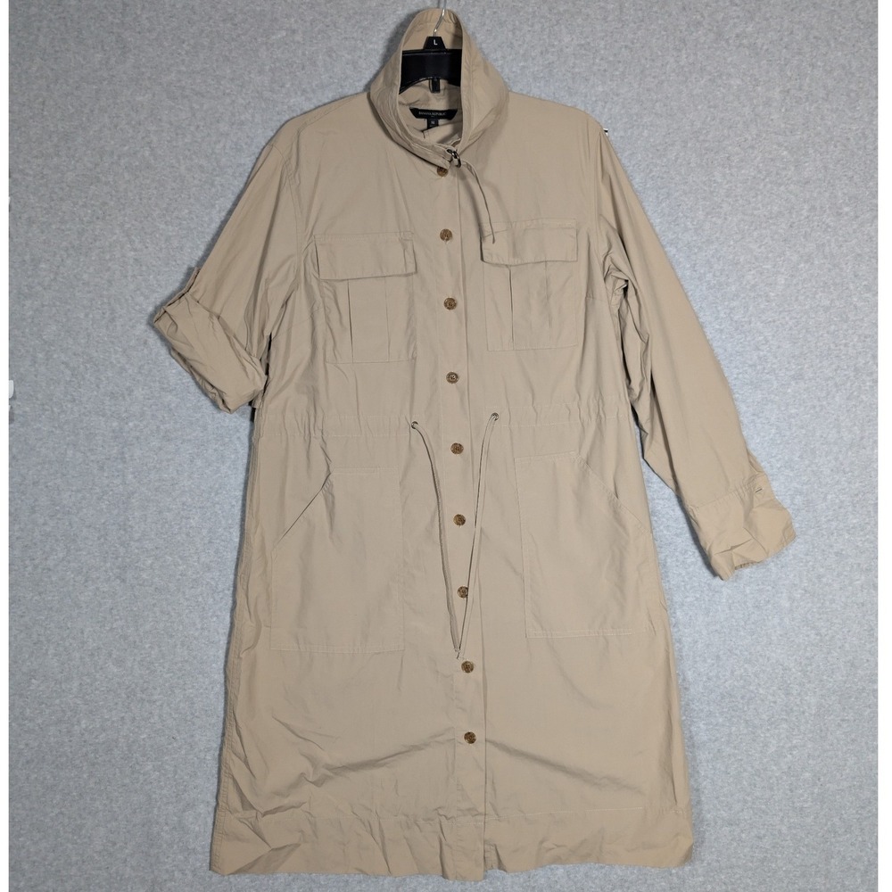 Banana Republic Safari Shirt Dress Womens Medium Beige Minimalist‎ Lightweight